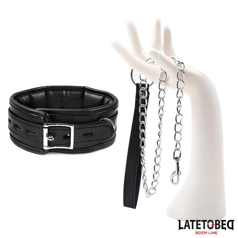 LATETOBED BDSM LINE - SPONGE COLLAR WITH LEASH