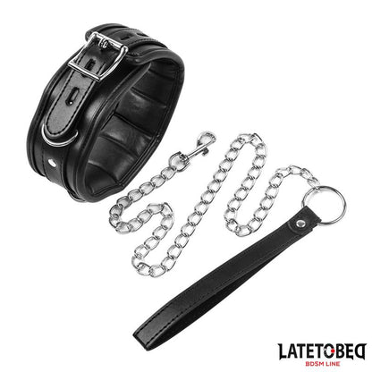 LATETOBED BDSM LINE - SPONGE COLLAR WITH LEASH