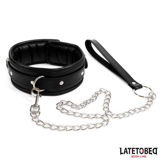 LATETOBED BDSM LINE - SPONGE COLLAR WITH LEASH
