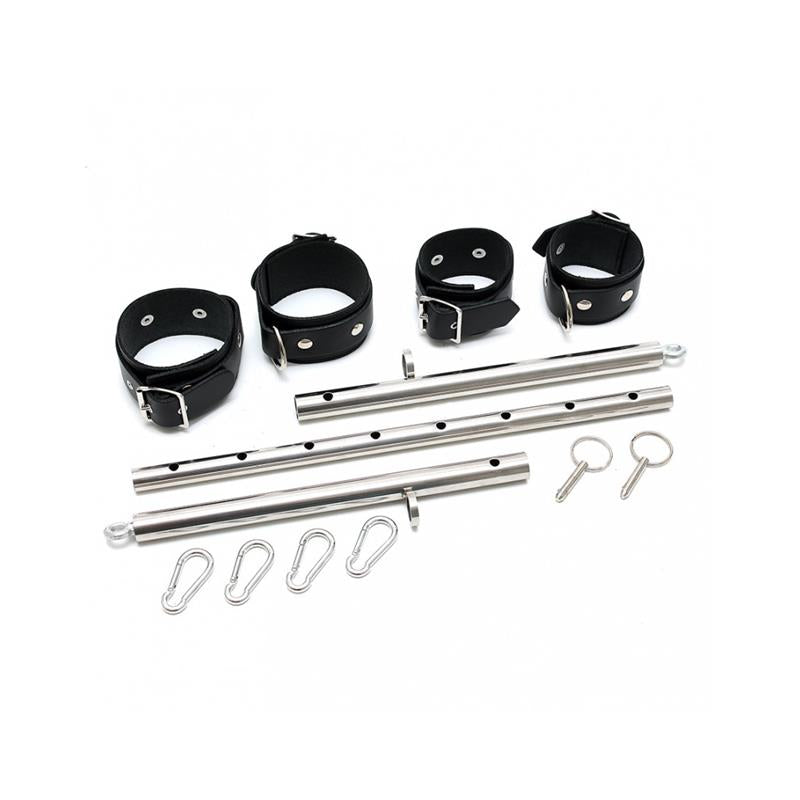 BONDAGE PLAY - SPREADBAR, METAL WITH CUFFS-ADJUSTABLE