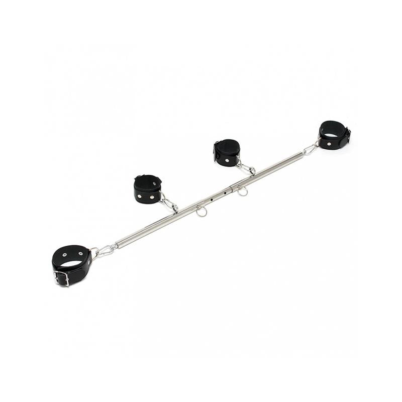 BONDAGE PLAY - SPREADBAR, METAL WITH CUFFS-ADJUSTABLE
