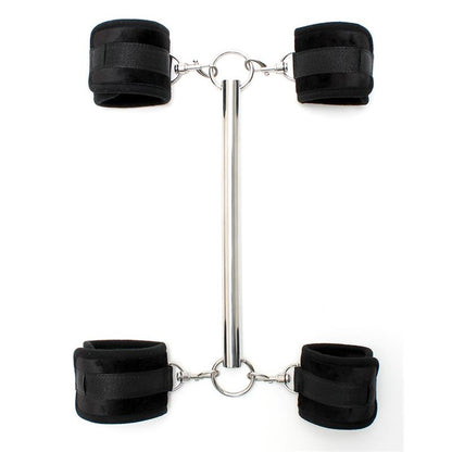 BONDAGE PLAY - SPREADER BAR WITH DETACHABLE 4 CUFFS BLACK