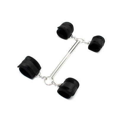 BONDAGE PLAY - SPREADER BAR WITH DETACHABLE 4 CUFFS BLACK