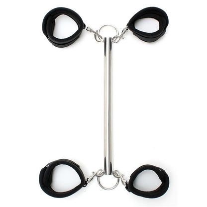 BONDAGE PLAY - SPREADER BAR WITH DETACHABLE 4 CUFFS BLACK
