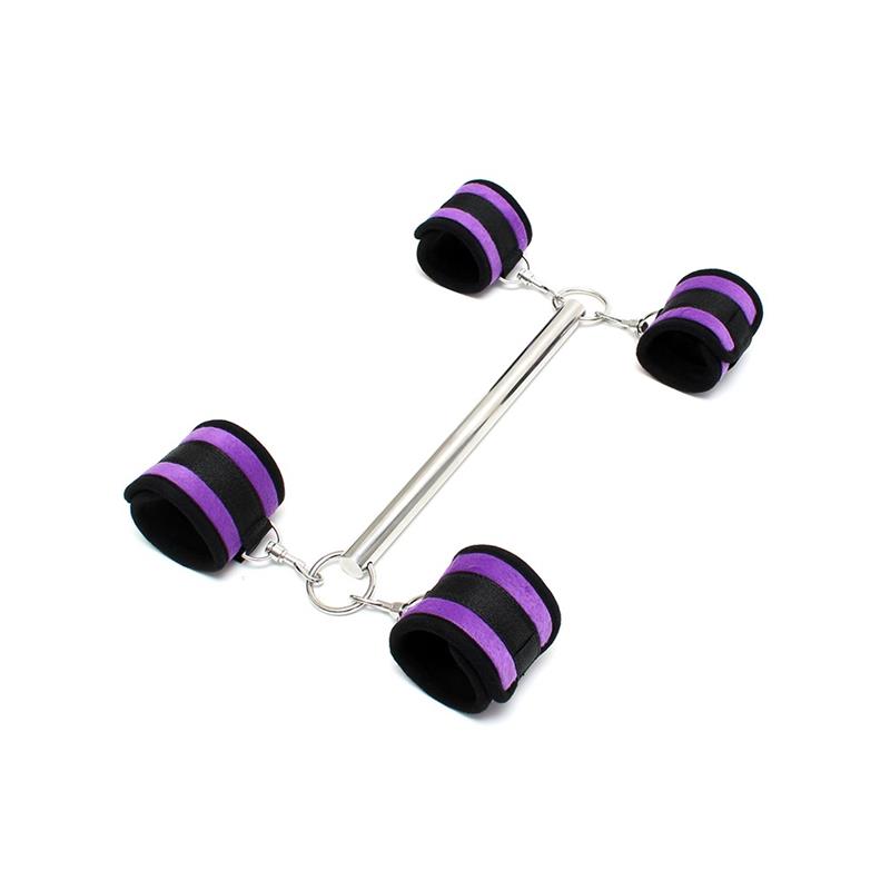 BONDAGE PLAY - SPREADER BAR WITH DETACHABLE 4 CUFFS PURPLE