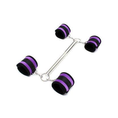 BONDAGE PLAY - SPREADER BAR WITH DETACHABLE 4 CUFFS PURPLE