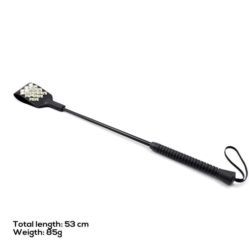 LATETOBED BDSM LINE - SQUARE RIDING CROP WITH SILVER STUDS 53 CM