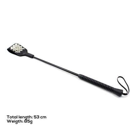 LATETOBED BDSM LINE - SQUARE RIDING CROP WITH SILVER STUDS 53 CM