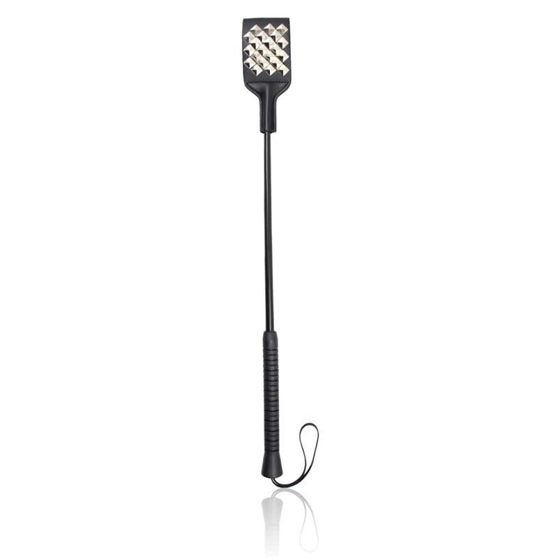 LATETOBED BDSM LINE - SQUARE RIDING CROP WITH SILVER STUDS 53 CM