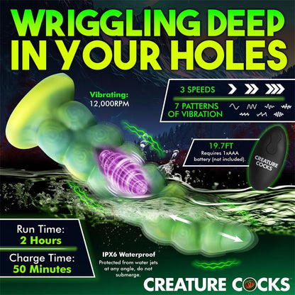 CREATURE COCKS - SQUIRMER THRUSTING AND VIBRATING DILDO WITH REMOTE SILICONE