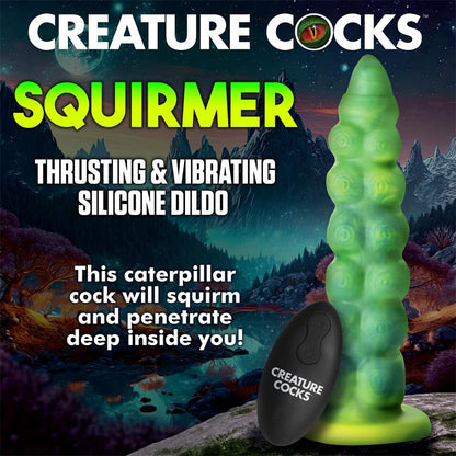 CREATURE COCKS - SQUIRMER THRUSTING AND VIBRATING DILDO WITH REMOTE SILICONE