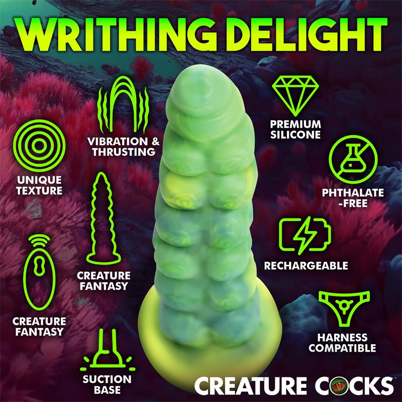 CREATURE COCKS - SQUIRMER THRUSTING AND VIBRATING DILDO WITH REMOTE SILICONE