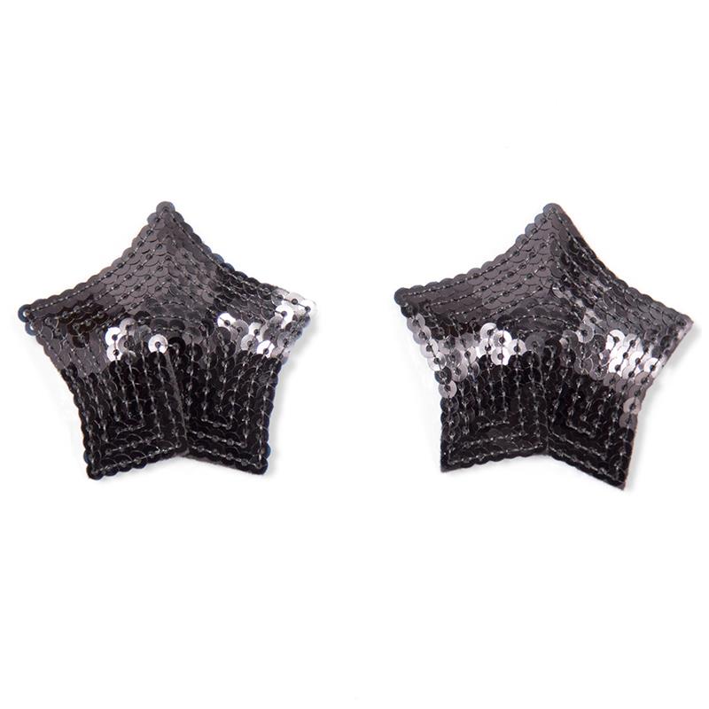 LATETOBED BDSM LINE - STAR NIPPLE COVERS WITH BLACK SEQUINS