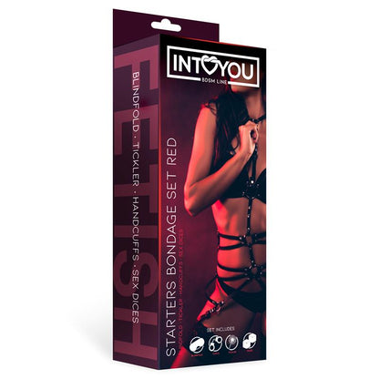 INTOYOU BDSM LINE - STARTERS BONDAGE SET 4 PIECES RED