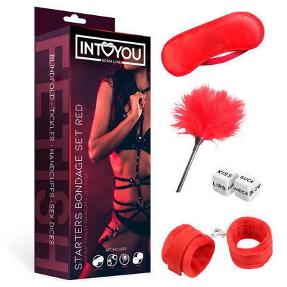 INTOYOU BDSM LINE - STARTERS BONDAGE SET 4 PIECES RED
