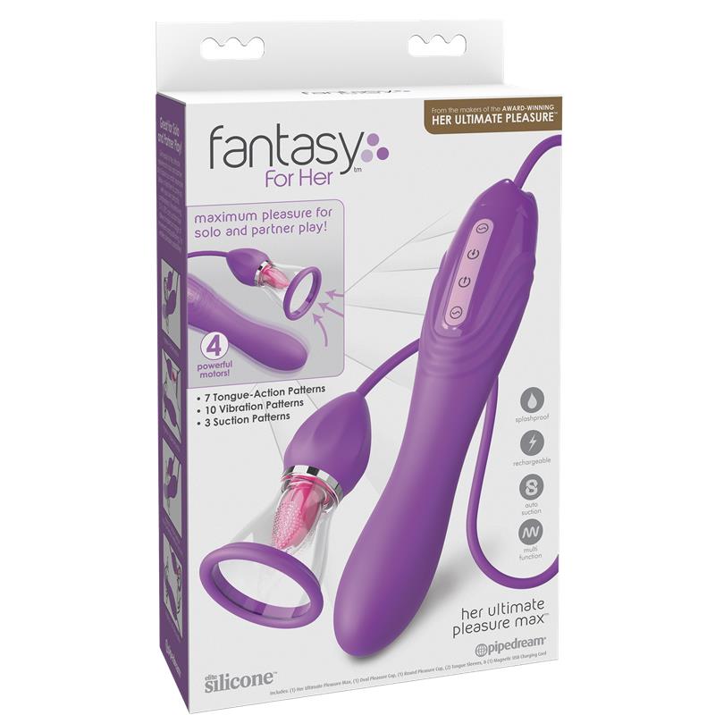 FANTASY FOR HER - STIMULATOR WITH TONGUE, SUCTION AND VIBRATION  HER ULTIMATE PLEASURE MAX