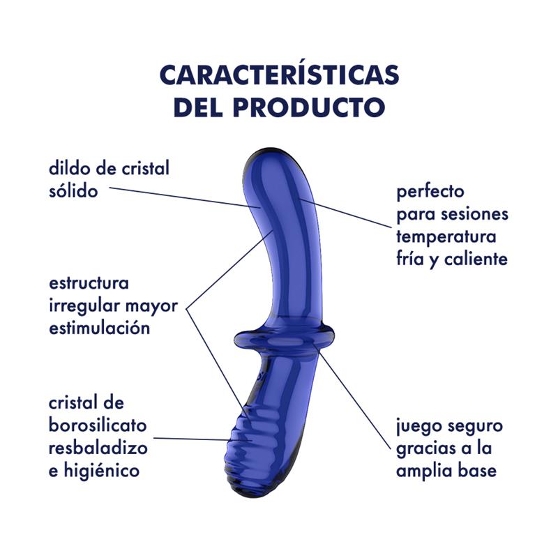 SATISFYER - STIULATOR DOUBLE CRYSTAL HOT AND COLD BLUE