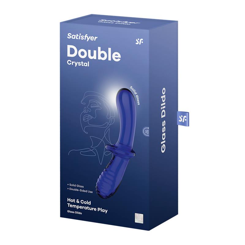 SATISFYER - STIULATOR DOUBLE CRYSTAL HOT AND COLD BLUE