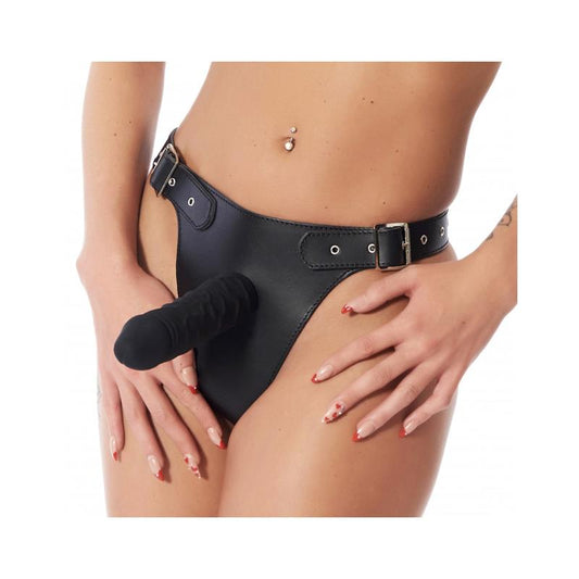BONDAGE PLAY - STRAP-ON HARNESS ADJUSTABLE WITH DILDO 17 CM