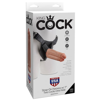 KING COCK - STRAP-ON TWO COCKS ONE HOLE 7 CM FLESH