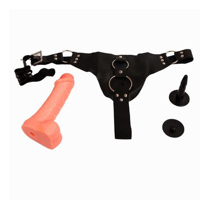 BAILE - STRAP-ON WITH DILDO AND TESTICLES FLESH 18,3 CM