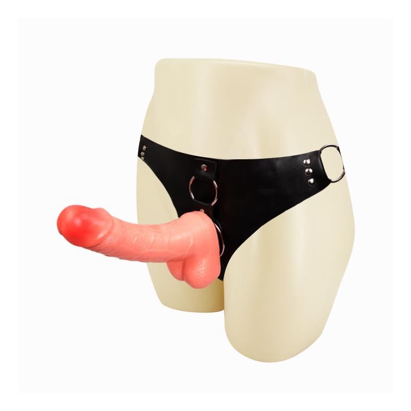 BAILE - STRAP-ON WITH DILDO AND TESTICLES FLESH 18,3 CM