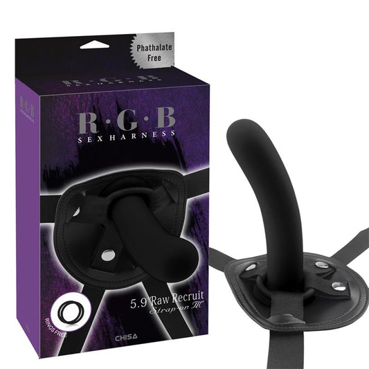 CHISA - STRAP-ON WITH DILDO RAW RECRUIT SIZE M BLACK