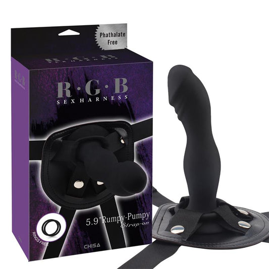CHISA - STRAP-ON WITH DILDO RUMPY SILICONE BLACK