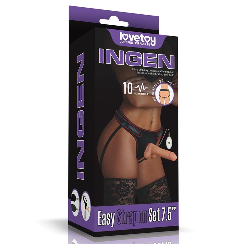 LOVETOY - STRAP-ON WITH DILDO WITH VIBRATIOND AND REMOTE CONTROL 7.5