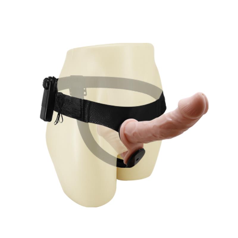 BAILE - STRAP-ON WITH DOUBLE DILDO WITH VIBRATION FLESH