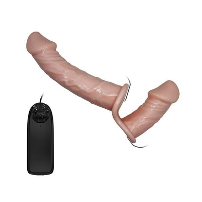 BAILE - STRAP-ON WITH DOUBLE DILDO WITH VIBRATION FLESH