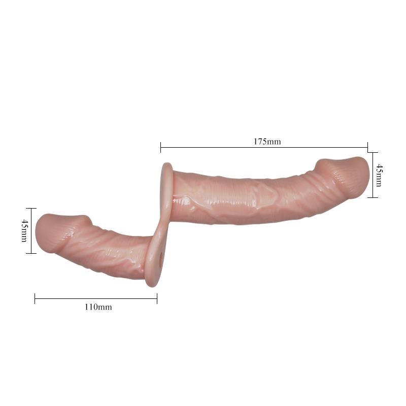 BAILE - STRAP-ON WITH DOUBLE DILDO WITH VIBRATION FLESH