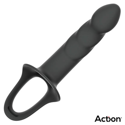 ACTION - STRAP-ON WITH HOLLOW DILDO PREMIUM SILICONE SIZE L BLACK