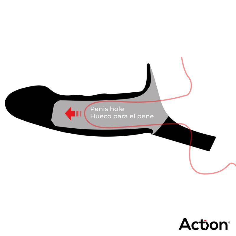 ACTION - STRAP-ON WITH HOLLOW DILDO PREMIUM SILICONE SIZE L BLACK