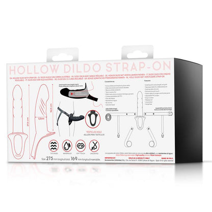 ACTION - STRAP-ON WITH HOLLOW DILDO PREMIUM SILICONE SIZE L BLACK