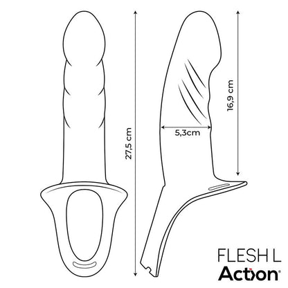 ACTION - STRAP-ON WITH HOLLOW DILDO PREMIUM SILICONE SIZE L FLESH