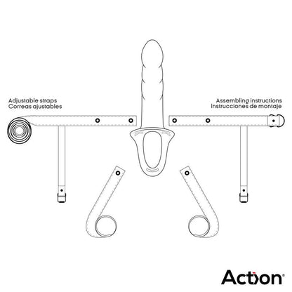 ACTION - STRAP-ON WITH HOLLOW DILDO PREMIUM SILICONE SIZE S BLACK