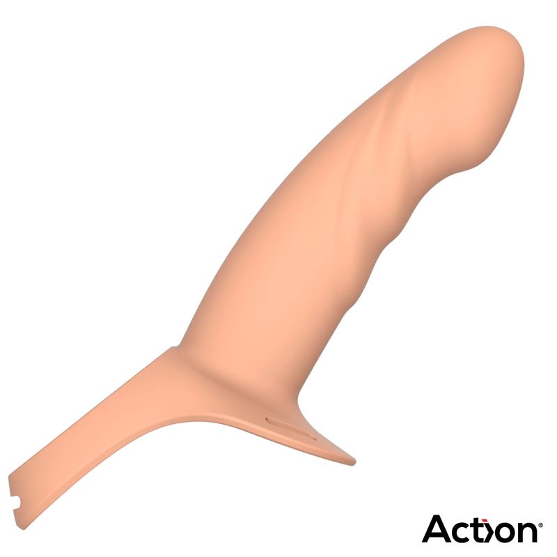 ACTION - STRAP-ON WITH HOLLOW DILDO PREMIUM SILICONE SIZE S FLESH