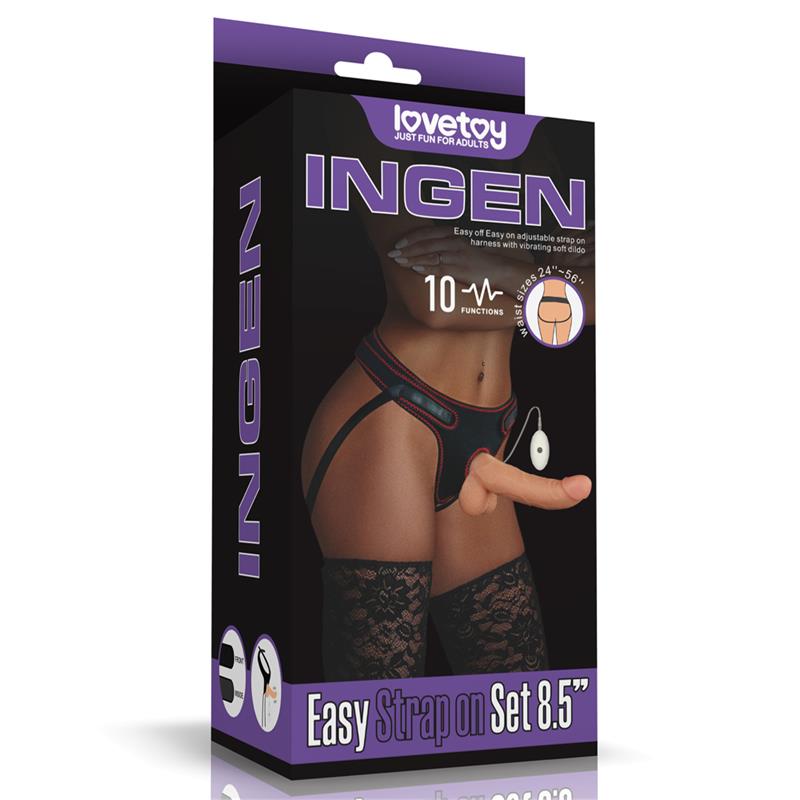 LOVETOY - STRAP-ON WITH VIBRATING DILDO AND REMOTE CONTROL 8.5
