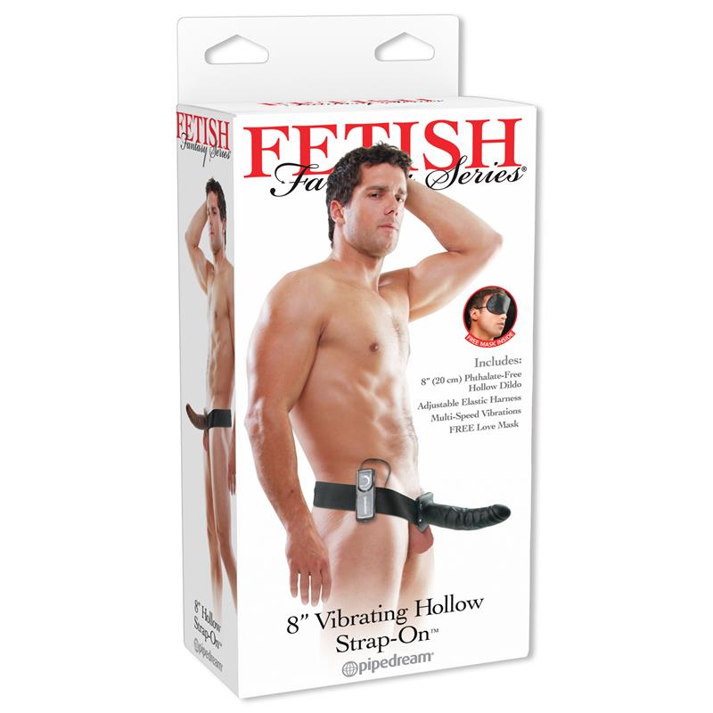 FETISH FANTASY SERIES - STRAP-ON WITH VIBRATING HOLLOW DILDO 8 BLACK
