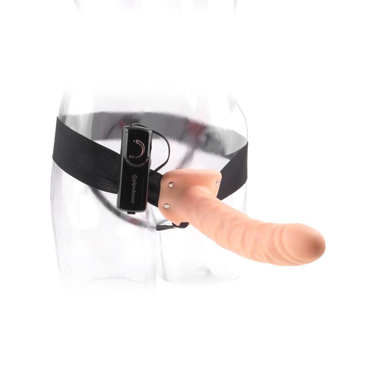 FETISH FANTASY SERIES - STRAP-ON WITH VIBRATING HOLLOW DILDO FLESH