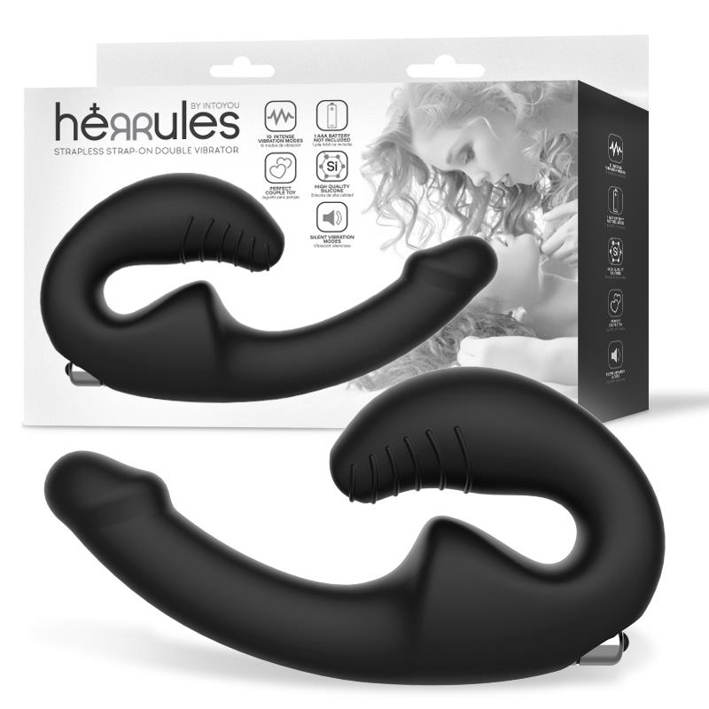INTOYOU - VIBRADOR DOBLE TIPO STRAP-ON SIN TIRANTES