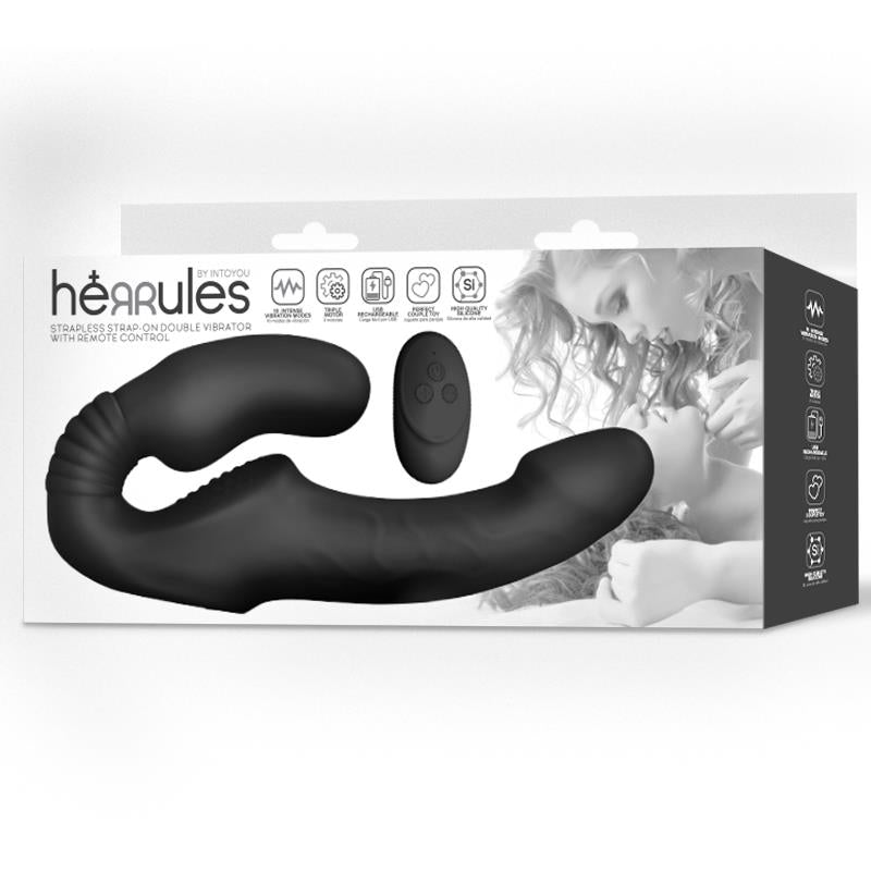 INTOYOU - STRAPLESS STRAPON DOUBLE VIBRATOR WITH REMOTE CONTROL