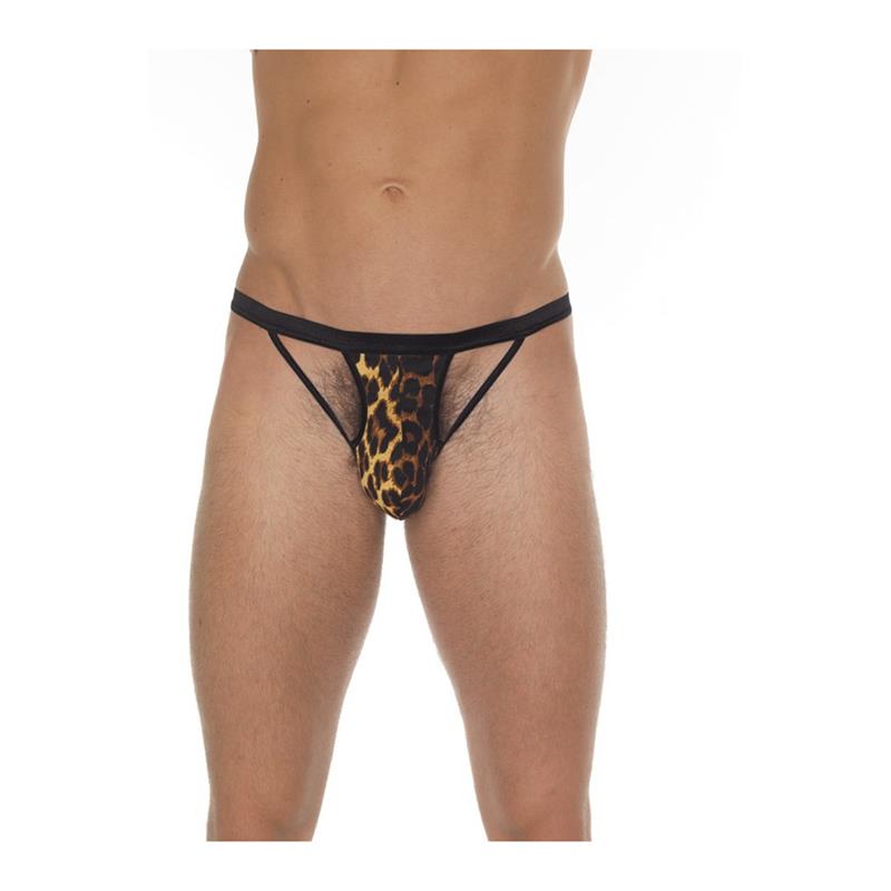 AMORABLE - STRINGWITH STRINGS BLACK AND LEOPARD ONE SIZE