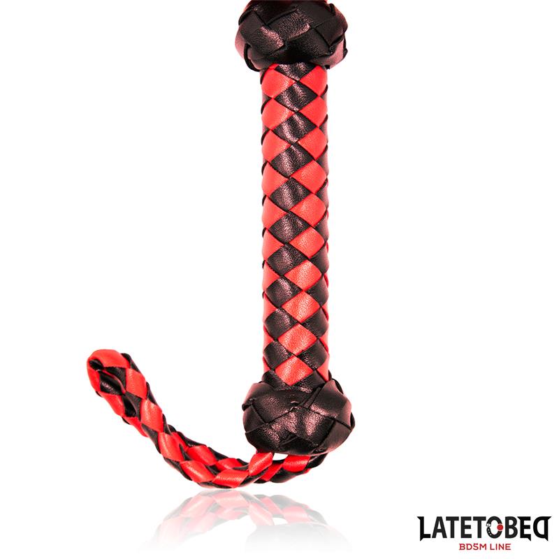LATETOBED BDSM LINE - STRIPE BARBED FLOGGER RED AND BLACK