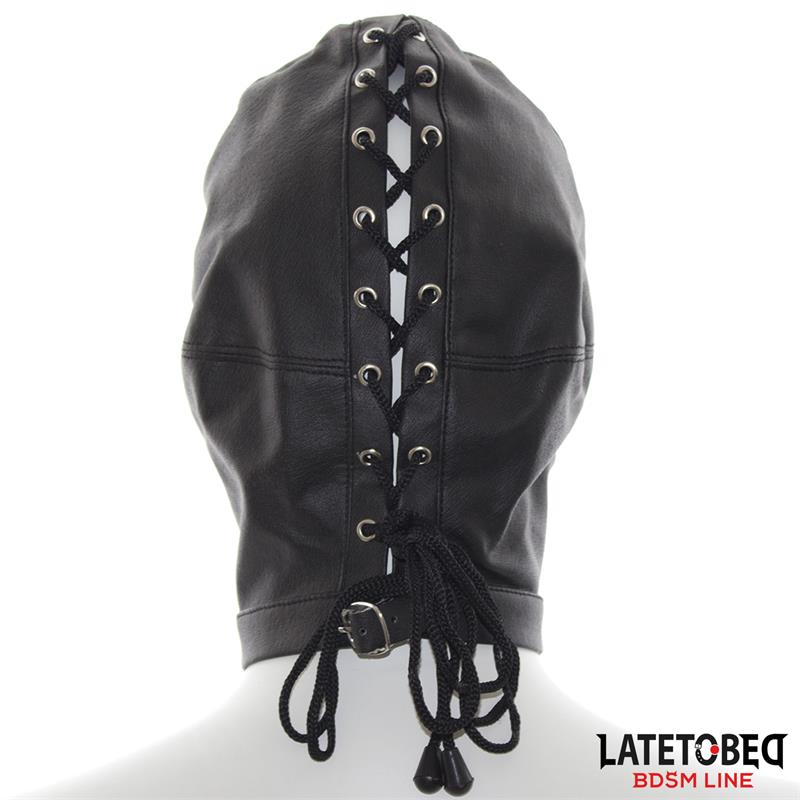 LATETOBED BDSM LINE - SUBMISION HOOD WITH BACK STRAPS ADJUSTABLE