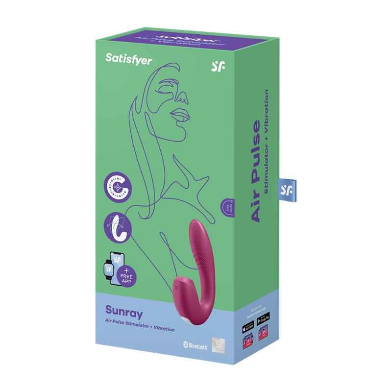SATISFYER - SUNRAY BERRY CLITORIS SUCKER AND VIBE 2 IN 1 USB