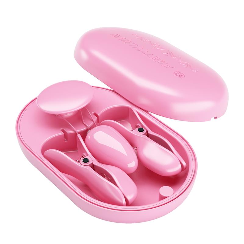 PRETTYLOVE - SURPRISE BOX VIBRATING EGG AND ELECTRIC SHOCK NIPPLE CLAMPS PINK