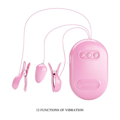 PRETTYLOVE - SURPRISE BOX VIBRATING EGG AND ELECTRIC SHOCK NIPPLE CLAMPS PINK