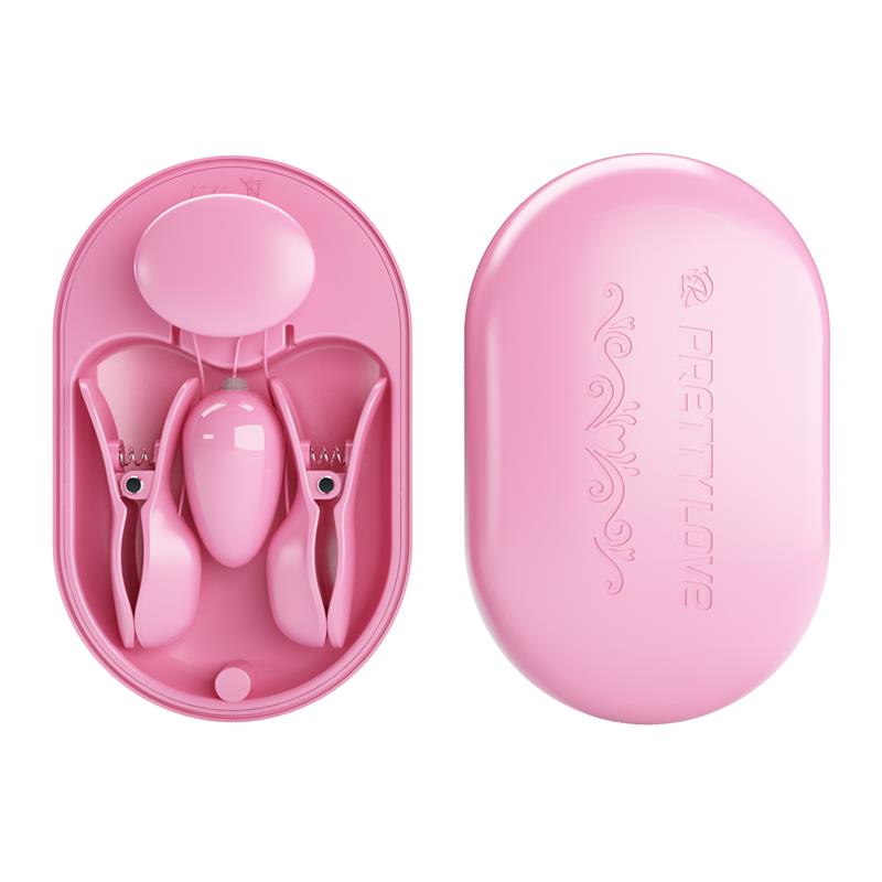 PRETTYLOVE - SURPRISE BOX VIBRATING EGG AND ELECTRIC SHOCK NIPPLE CLAMPS PINK